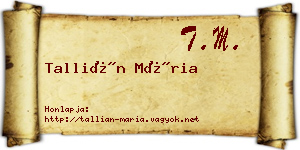 Tallián Mária névjegykártya